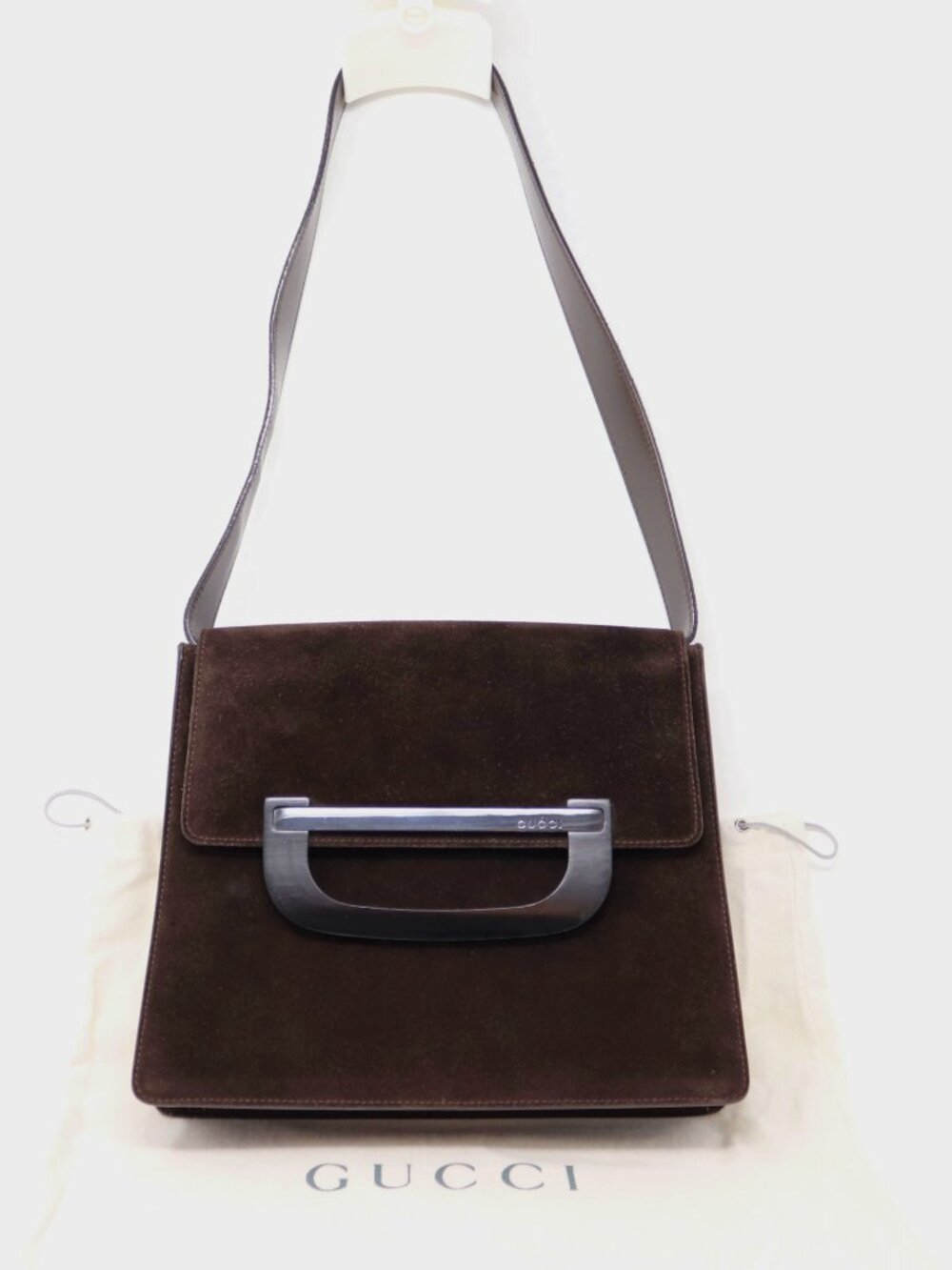 Gucci Vintage Suede Purse Dark Chocolate Brown Top Shoulder Bag